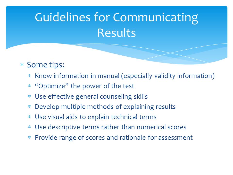 Communication of Assessment Results to the Patient
