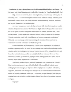 examine the six-step scripting framework for delivering difficult feedback in chapter 7 of the course text – page 2