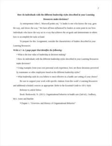 how do individuals with the different leadership styles described in your learning resources make decisions? – page 2