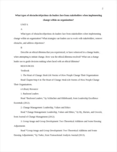 what types of obstacles/objections do leaders face from stakeholders when implementing change within an organization? – page 2