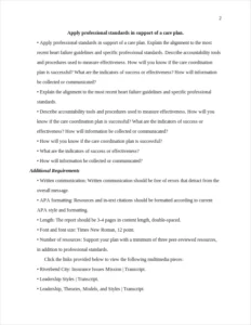 apply professional standards in support of a care plan. – page 2