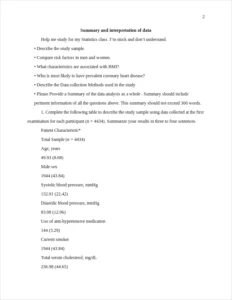 summary and interpretation of data – page 2