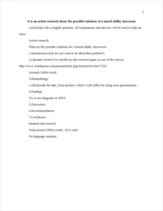 it is an action research about the possible solutions of a mixed ability classroom – page 2