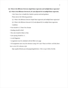 q1. what is the difference between simple linear regression and multiple linear regression? q2. what is the difference between r – page 2