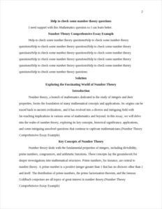 Number Theory Comprehensive Essay Example – page 2