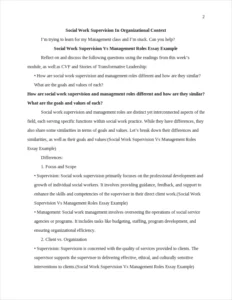Social Work Supervision Vs Management Roles Essay – page 2
