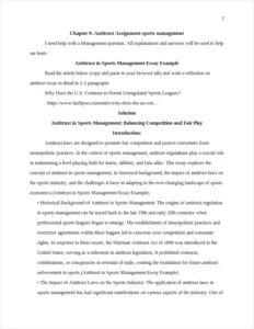 Antitrust in Sports Management Essay Example – page 2