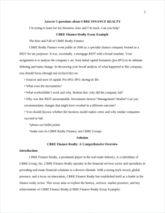 CBRE Finance Realty Essay Example – page 2
