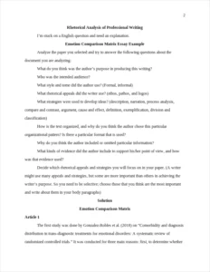 Emotion Comparison Matrix Essay Example – page 2