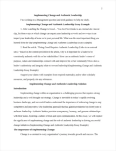 Implementing Change and Authentic Leadership – page 2