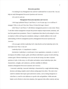 Management Discussion Questions and Answers – page 2