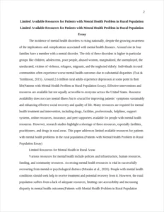 Mental Health Problem in Rural Population Essay – page 2