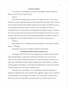 The Blackout of 2003 Executive Summary Essay – page 2