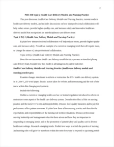 Health Care Delivery Models and Nursing Practice – page 2