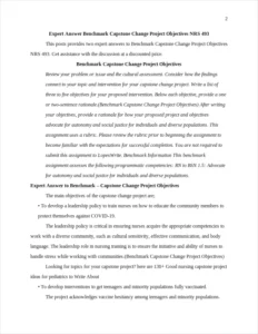 Benchmark Capstone Change Project Objectives – page 2