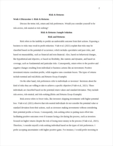 Risks and Returns Essay-Example – page 2