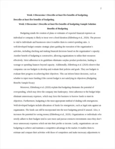 Budgeting Benefits Sample Essay – page 2