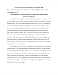 Internal Rate of Return Essay-Example – page 2