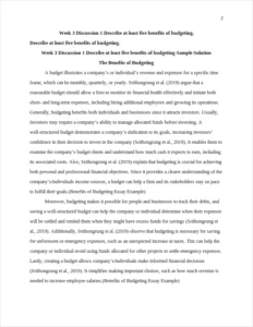 Benefits of Budgeting Essay Example – page 2