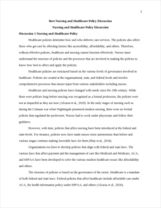 Nursing and Healthcare Policy Discussion – page 2