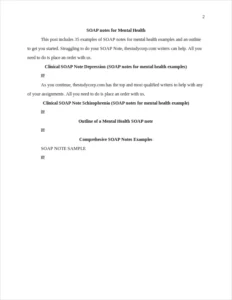 SOAP notes for Mental Health Examples – page 2