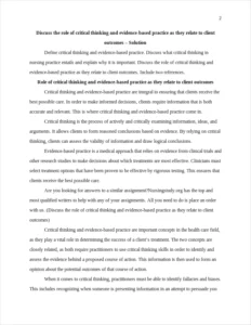 Role of critical thinking and evidence-based practice – page 2
