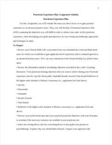 Practicum Experience Plan – page 2