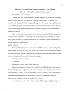 Workplace Environment Assessment – page 2