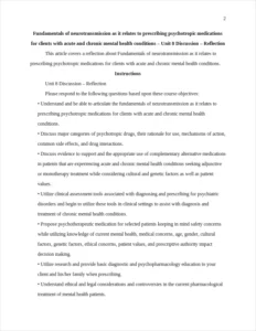 fundamentals of neurotransmission as it relates to prescribing psychotropic medications for clients with acute and chronic mental health conditions – page 2