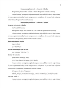 Program to Generate Calendar – page 2