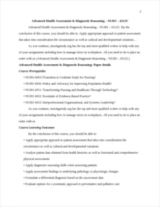 Advanced Health Assessment – page 2