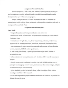 Personal Study Plan – page 2