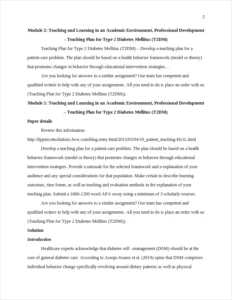 Teaching Plan for Type 2 Diabetes Mellitus – page 2