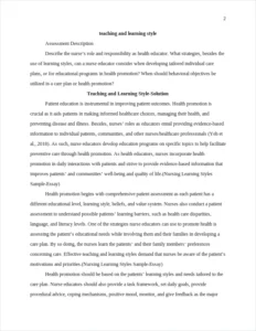 Nursing Learning Styles Sample-Essay – page 2