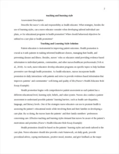 Nurse's Health-Educator Role Essay-Example – page 2
