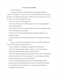VARK ANALYSIS ESSAY SAMPLE – page 2
