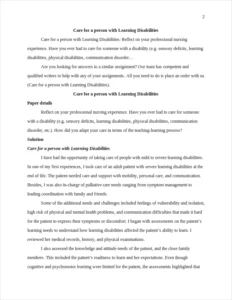 Care for a person with Learning Disabilities – page 2
