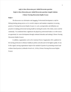 2 Bonus Nursing Discussion Replies Essays – page 2