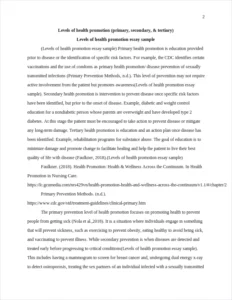 Levels of health promotion essay sample – page 2