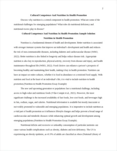 Nutrition in Health Promotion Essay Example – page 2