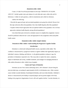 Dementia in older Adults Essay-Example – page 2