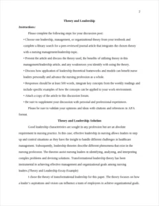 Theory and Leadership Essay-Example – page 2