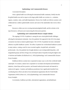 Epidemiology And Communicable Diseases Essay-Example – page 2
