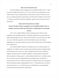 Policy and Environmental Issues Sample-Essay – page 2