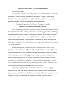 Spiritual Considerations Surrounding a Disaster-EssaySample – page 2