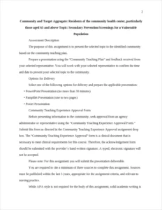 Community and Target Aggregate: Residents of the community health center, particularly those aged 65 and above  Topic: Secondary Prevention/Screenings for a Vulnerable Population – page 2