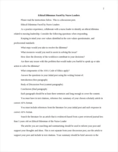 Ethical Dilemmas Faced by Nurse Leaders Essay-Example – page 2