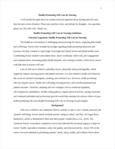 Health-Promoting Self-Care in Nursing-EssayExample – page 2