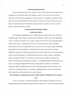 Transformational leadership Essay Example – page 2