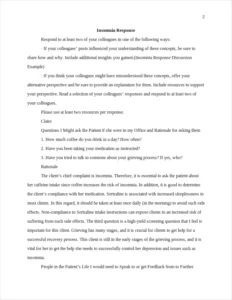 Insomnia Response Discussion Example – page 2